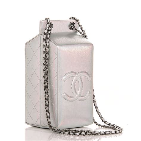 chanel silver milk carton bag price|CHANEL Metallic Goatskin Lait de Coco Milk Carton Bag Silver .